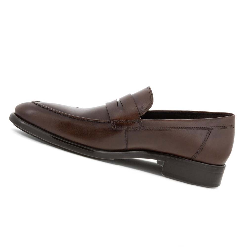 Men's Ecco Citytray Penny Loafer Dress Shoes Brown | USA 511CTV